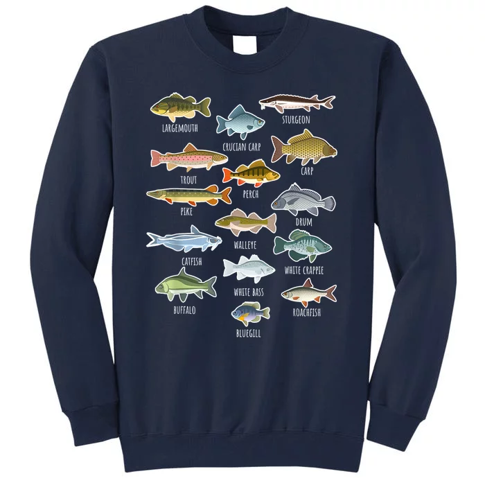 Bass Fishing Types Of Freshwater Fish Species Fishing Gift Tall Sweatshirt