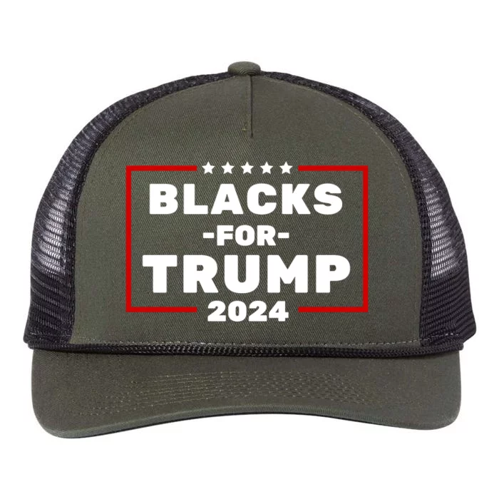 Black For Trump 2024 Retro Rope Trucker Hat Cap