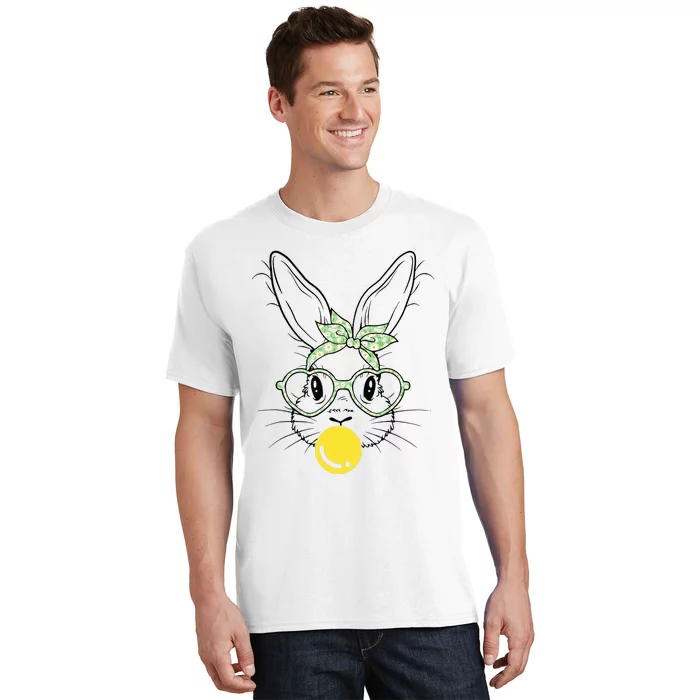 Bunny Face Tie Dye Glasses Bubble Gum Easter Day T-Shirt