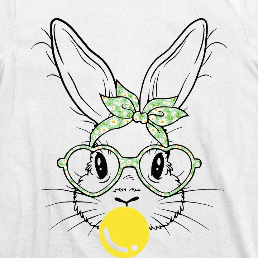 Bunny Face Tie Dye Glasses Bubble Gum Easter Day T-Shirt