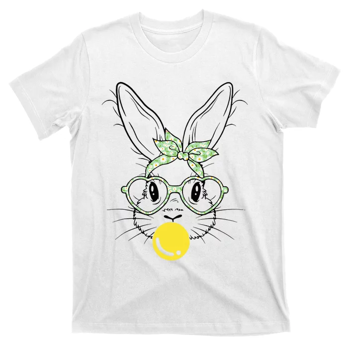 Bunny Face Tie Dye Glasses Bubble Gum Easter Day T-Shirt