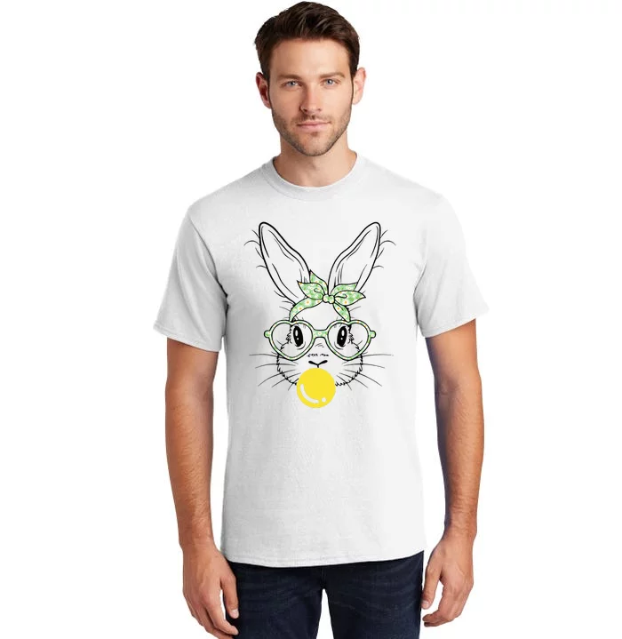 Bunny Face Tie Dye Glasses Bubble Gum Easter Day Tall T-Shirt