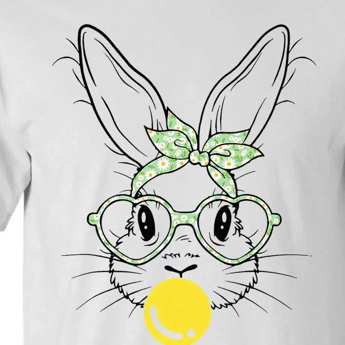 Bunny Face Tie Dye Glasses Bubble Gum Easter Day Tall T-Shirt