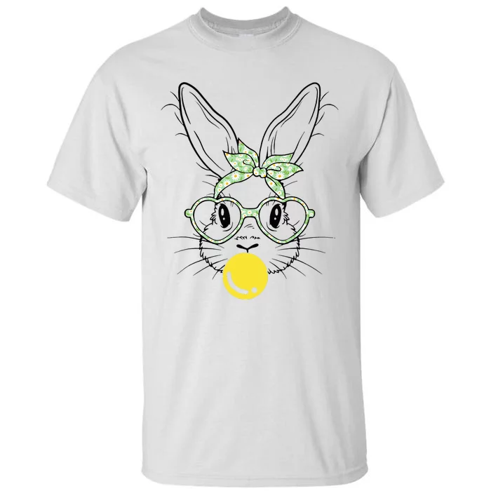 Bunny Face Tie Dye Glasses Bubble Gum Easter Day Tall T-Shirt