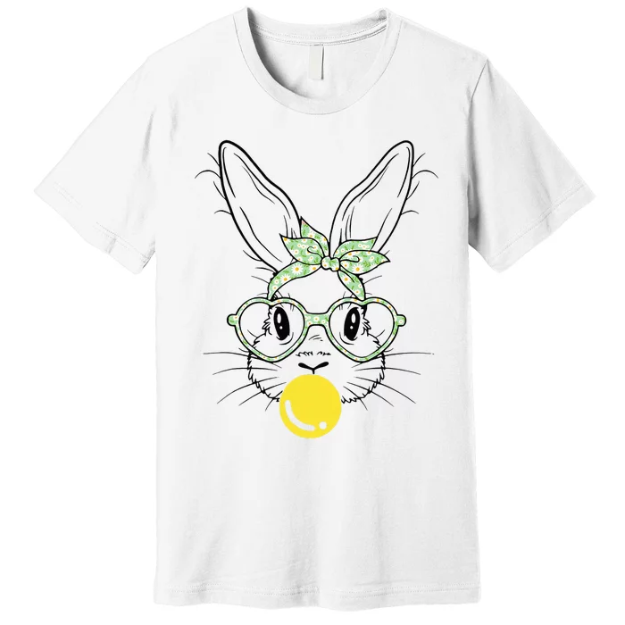 Bunny Face Tie Dye Glasses Bubble Gum Easter Day Premium T-Shirt