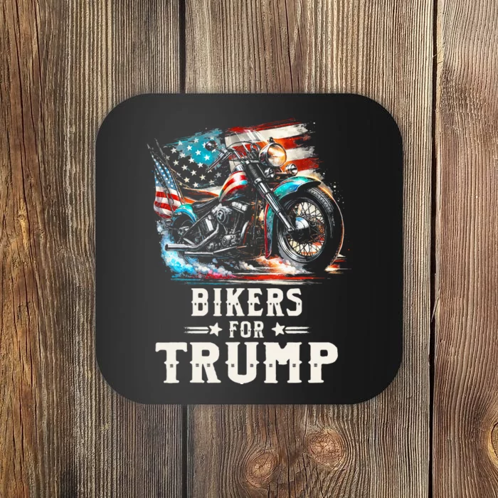 Bikers For Trump 2024 Motorcycle Patriotic American Flag Coaster