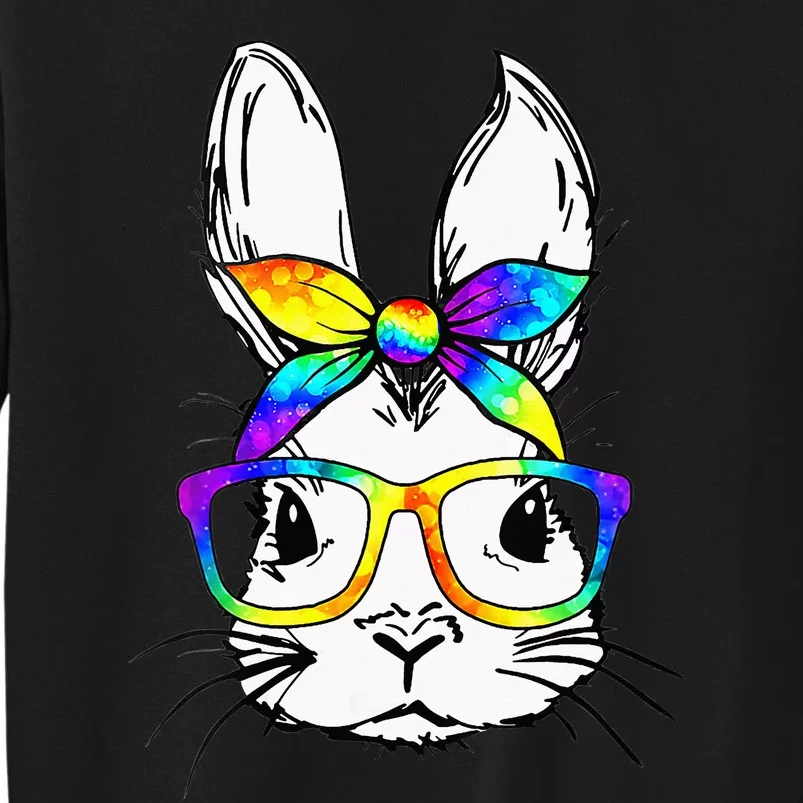 Bunny Face Tie Dye Glasses Bandana Easter Tall Sweatshirt