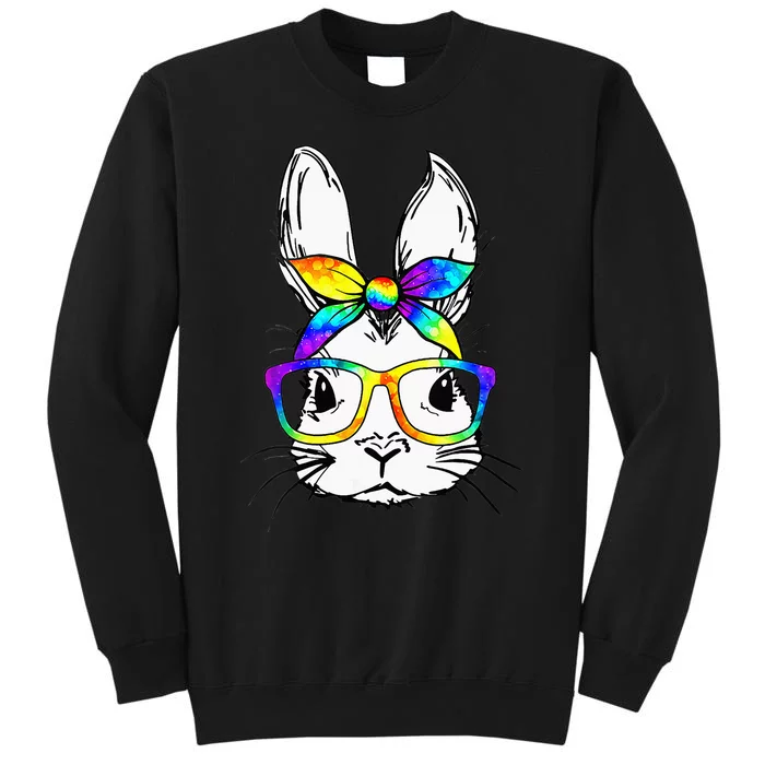 Bunny Face Tie Dye Glasses Bandana Easter Tall Sweatshirt