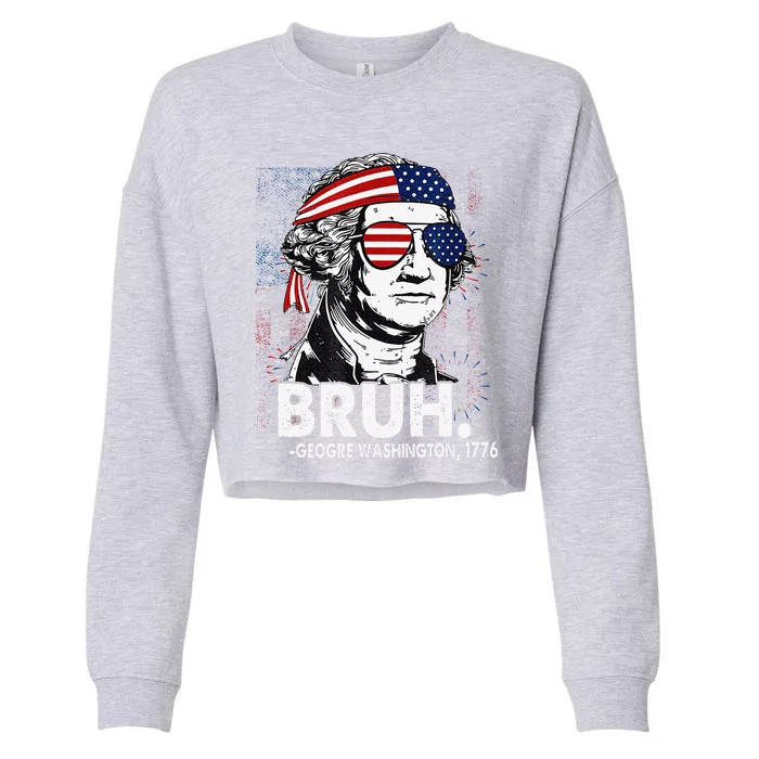 Bruh Funny Us Presidents History Cropped Pullover Crew