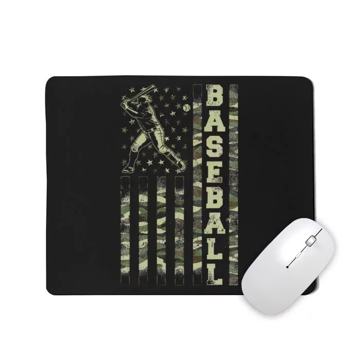 Baseball Fan Usa American Flag Camo Camouflage Mousepad