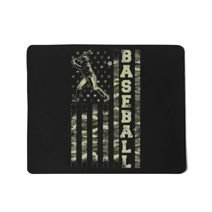 Baseball Fan Usa American Flag Camo Camouflage Mousepad