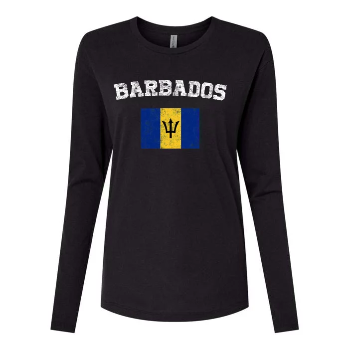 Barbadian Flag Vintage Barbados Womens Cotton Relaxed Long Sleeve T-Shirt