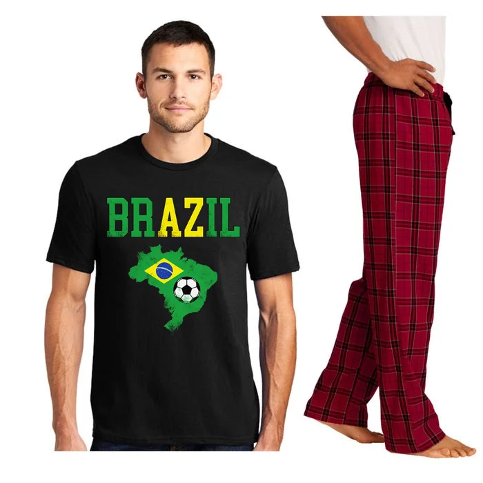 Brazil Flag Vintage Brazilian Soccer Fan Futebol Pajama Set