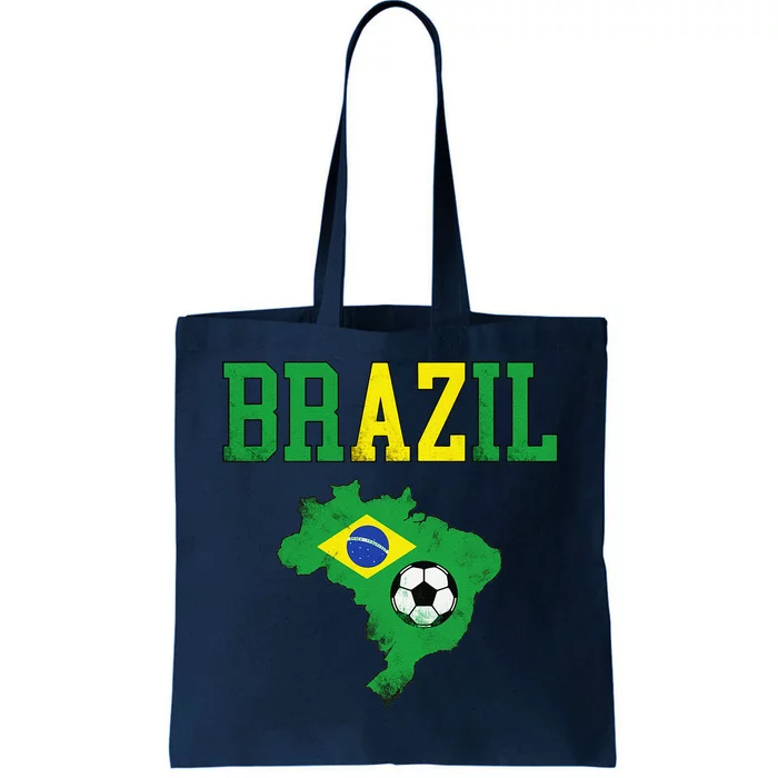 Brazil Flag Vintage Brazilian Soccer Fan Futebol Tote Bag