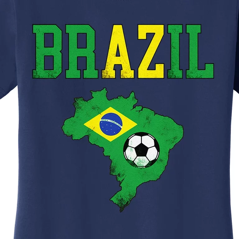 Brazil Flag Vintage Brazilian Soccer Fan Futebol Women's T-Shirt