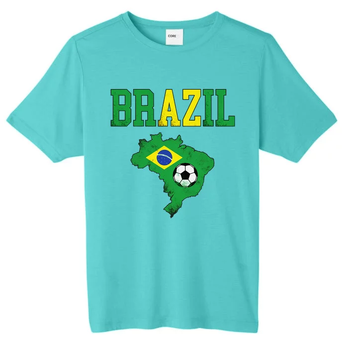 Brazil Flag Vintage Brazilian Soccer Fan Futebol ChromaSoft Performance T-Shirt