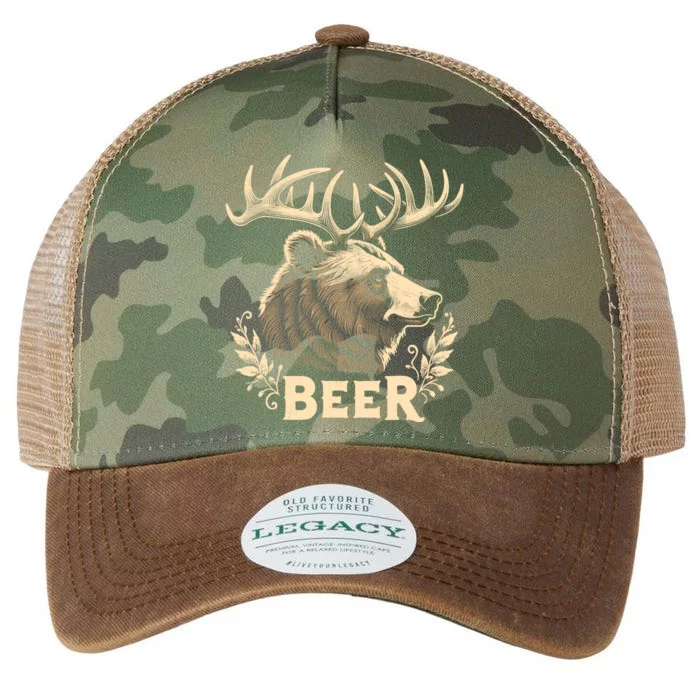 Beer Funny Vintage Design Bear With Deer Antlers For Drinker Legacy Tie Dye Trucker Hat