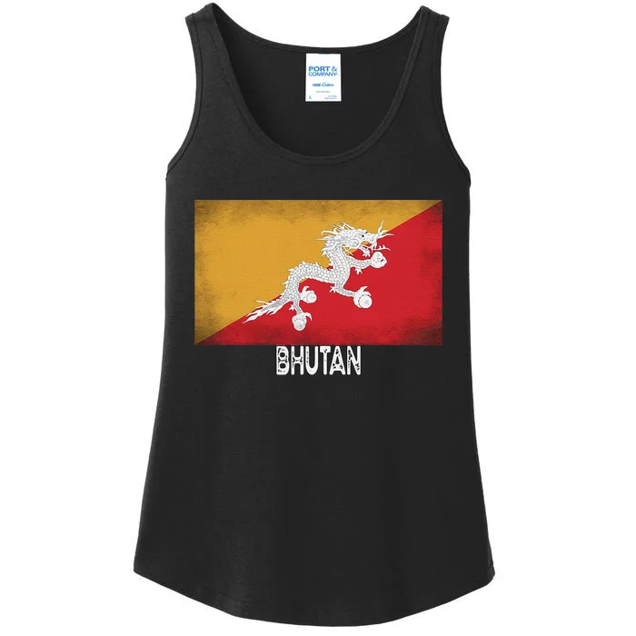 Bhutan Flag Vintage Pride In My Dna Ladies Essential Tank