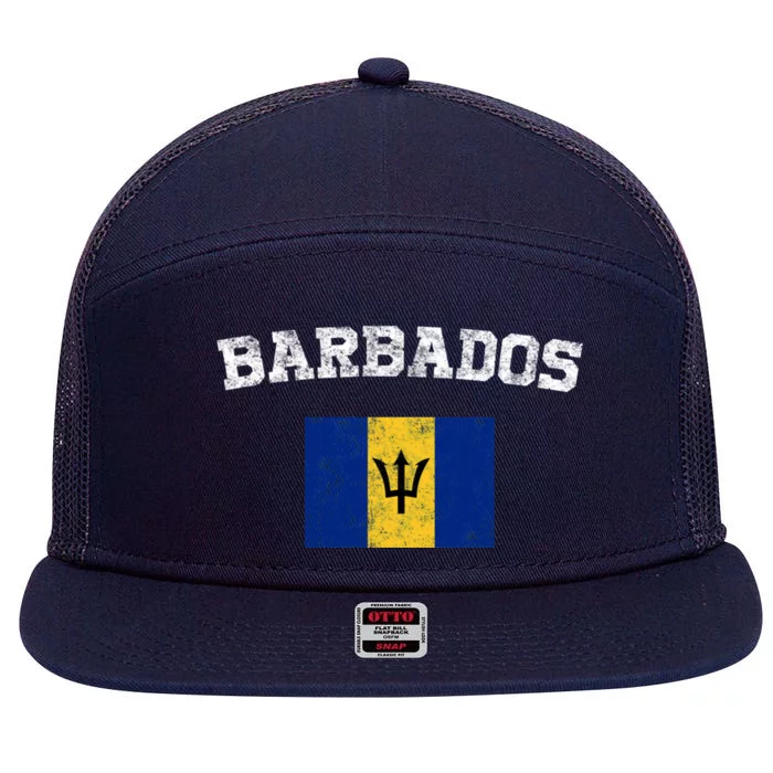 Barbadian Flag Vintage Barbados 7 Panel Mesh Trucker Snapback Hat