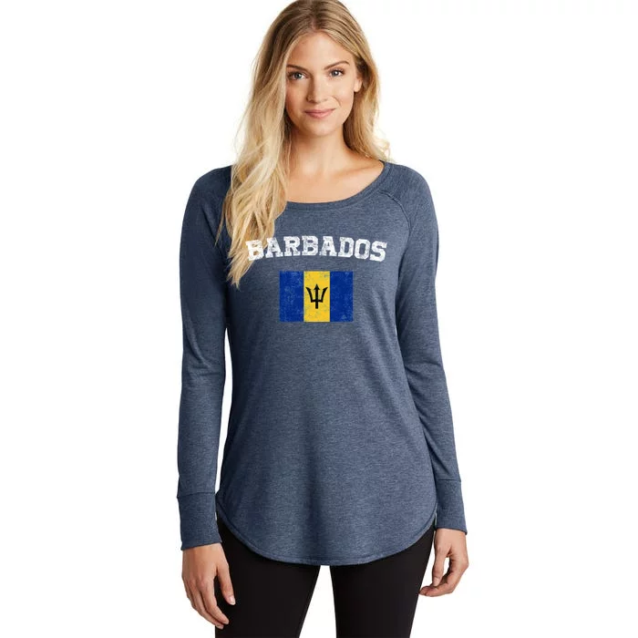 Barbadian Flag Vintage Barbados Women's Perfect Tri Tunic Long Sleeve Shirt