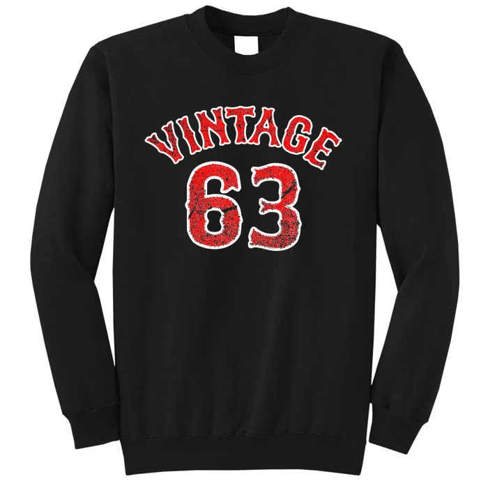 Baseball Fan Vintage 63 born 1963 60th Birthday 60 year old Tall Sweatshirt