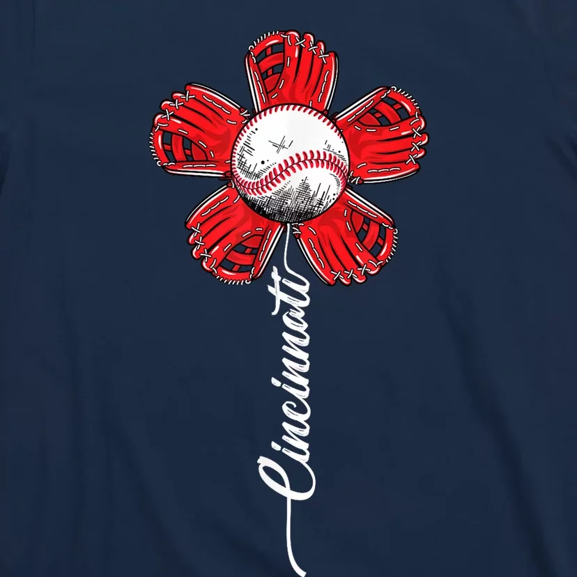 Baseball Flower Vintage Baseball Fans T-Shirt