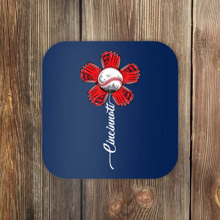 Baseball Flower Vintage Baseball Fans Coaster