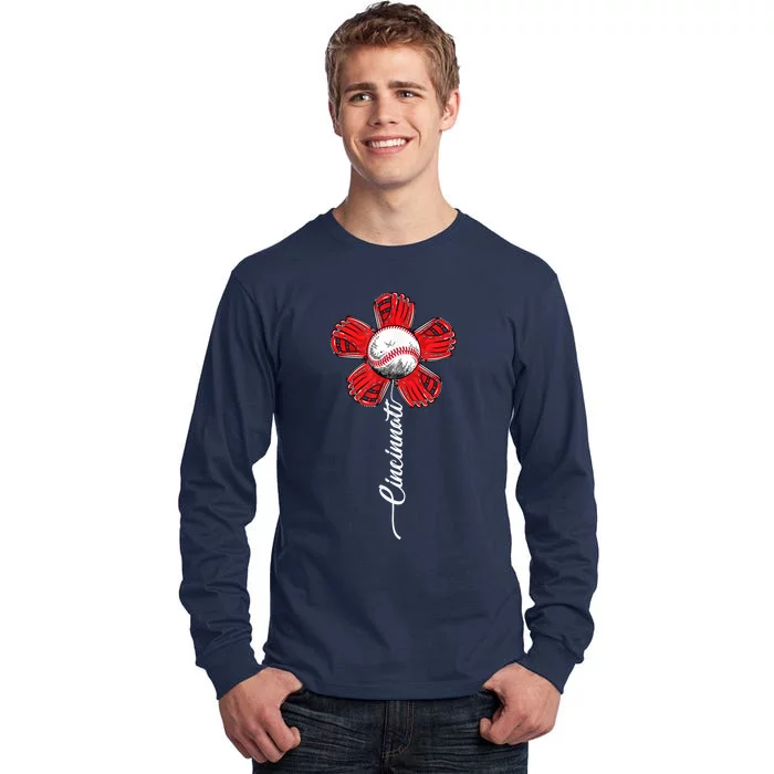 Baseball Flower Vintage Baseball Fans Tall Long Sleeve T-Shirt