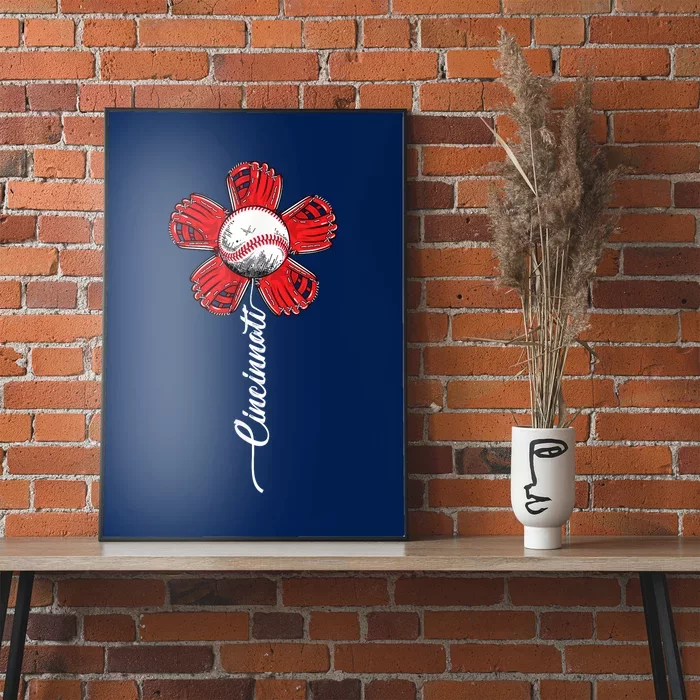 Baseball Flower Vintage Baseball Fans Poster