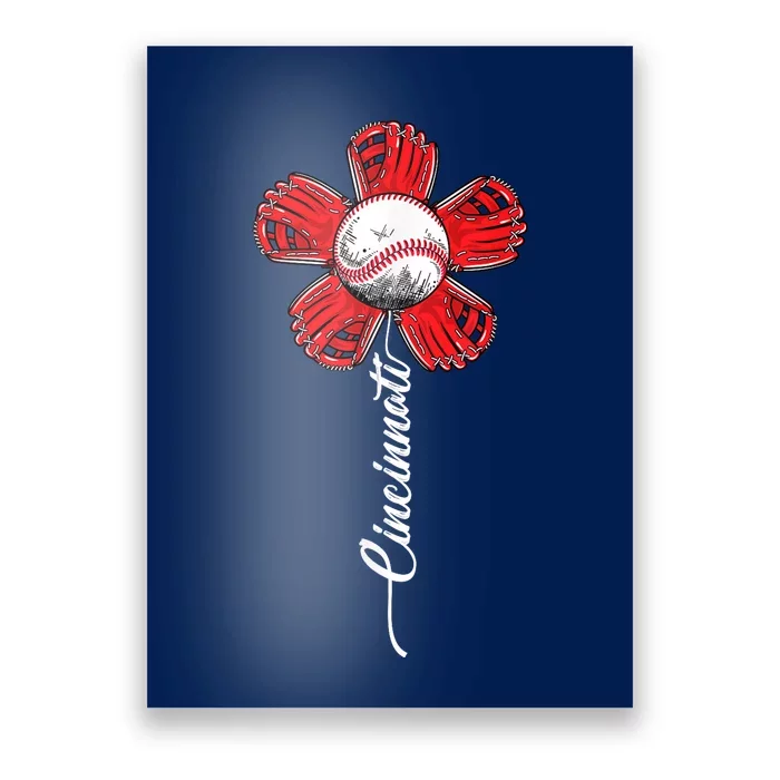 Baseball Flower Vintage Baseball Fans Poster