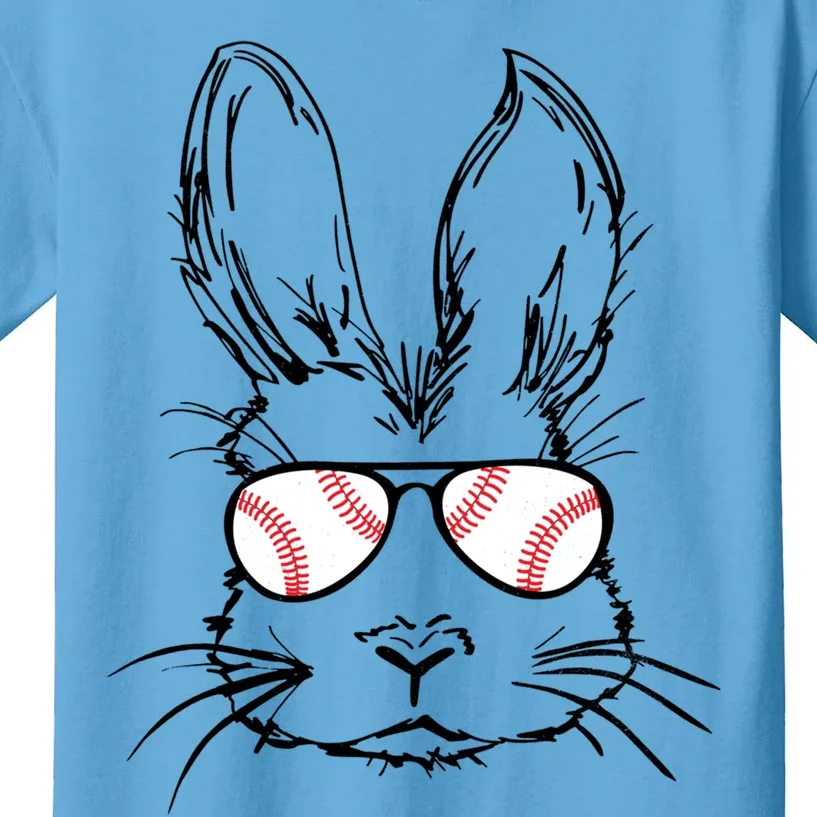 Bunny Face With Baseball Sunglasses Easter Day Gift Kids T-Shirt