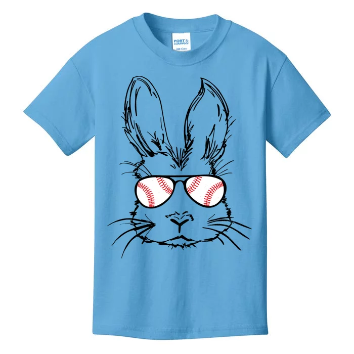 Bunny Face With Baseball Sunglasses Easter Day Gift Kids T-Shirt