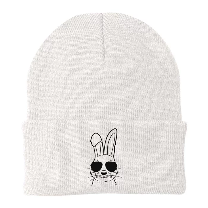 Bunny Face With Sunglasses Easter Day Knit Cap Winter Beanie