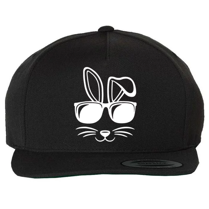 Bunny Face With Sunglasses Easter Day Wool Snapback Cap