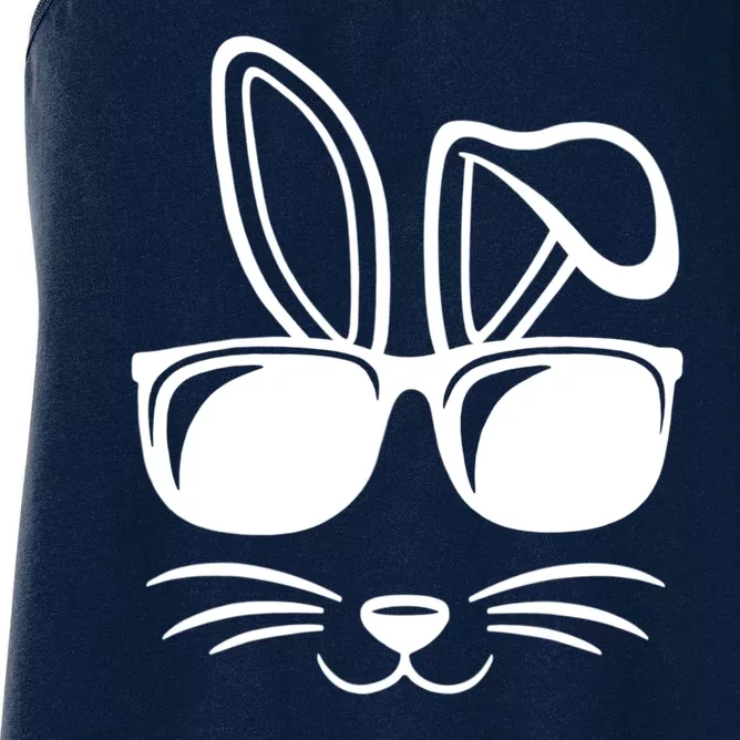 Bunny Face With Sunglasses Easter Day Women's Racerback Tank