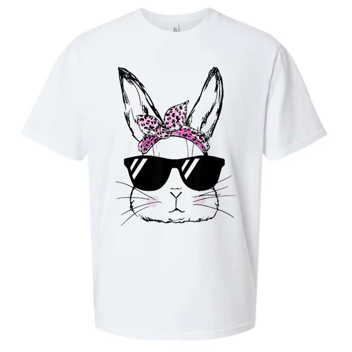 Bunny Face With Sunglasses Easter Day Sueded Cloud Jersey T-Shirt