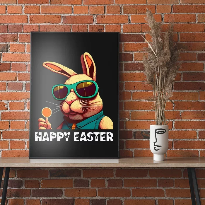 Bunny Face With Sunglasses funny Easter Day Poster