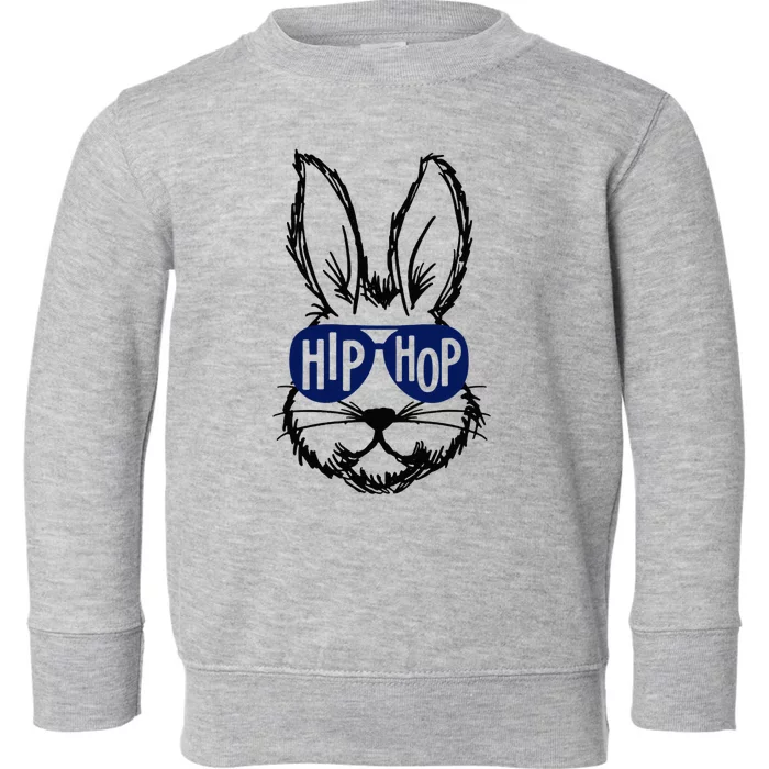 Bunny Face With Sunglasses Hip Hop For Easter Day Toddler Sweatshirt