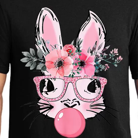 Bunny Face With Glasses Bubblegum Happy Easter Pajama Set