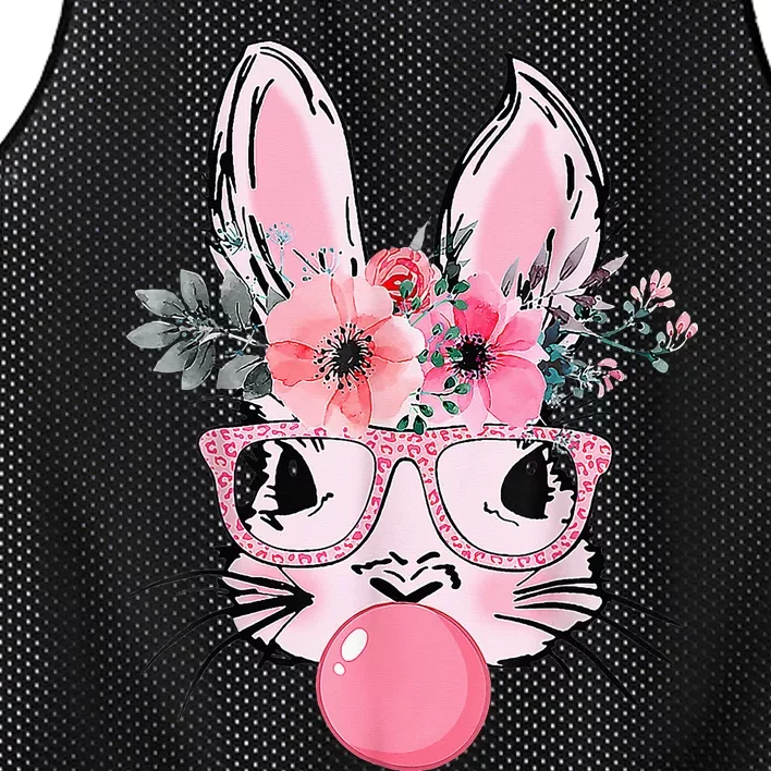 Bunny Face With Glasses Bubblegum Happy Easter Mesh Reversible Basketball Jersey Tank