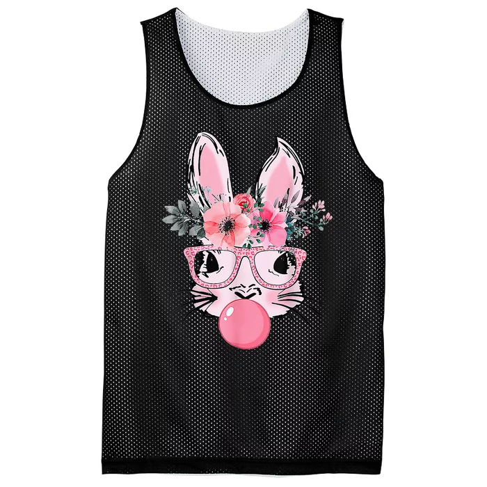 Bunny Face With Glasses Bubblegum Happy Easter Mesh Reversible Basketball Jersey Tank