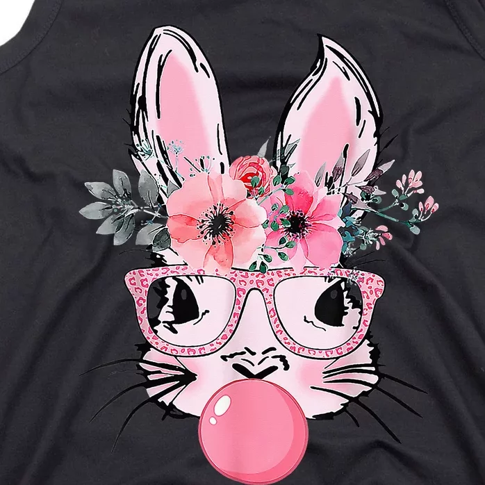 Bunny Face With Glasses Bubblegum Happy Easter Tank Top