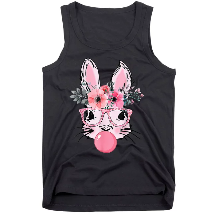 Bunny Face With Glasses Bubblegum Happy Easter Tank Top