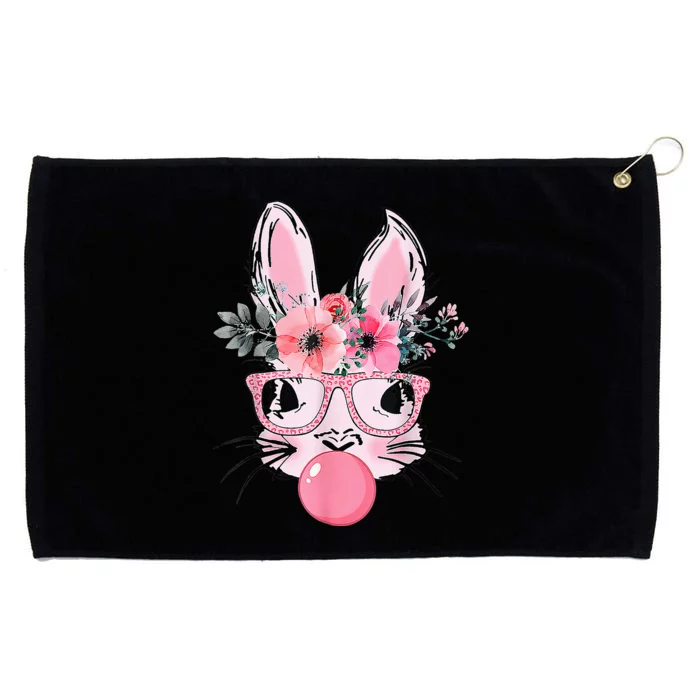 Bunny Face With Glasses Bubblegum Happy Easter Grommeted Golf Towel