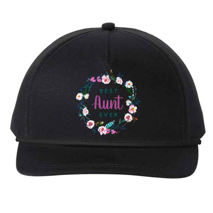 Boho Floral Wreath Best Aunt Ever Snapback Five-Panel Rope Hat