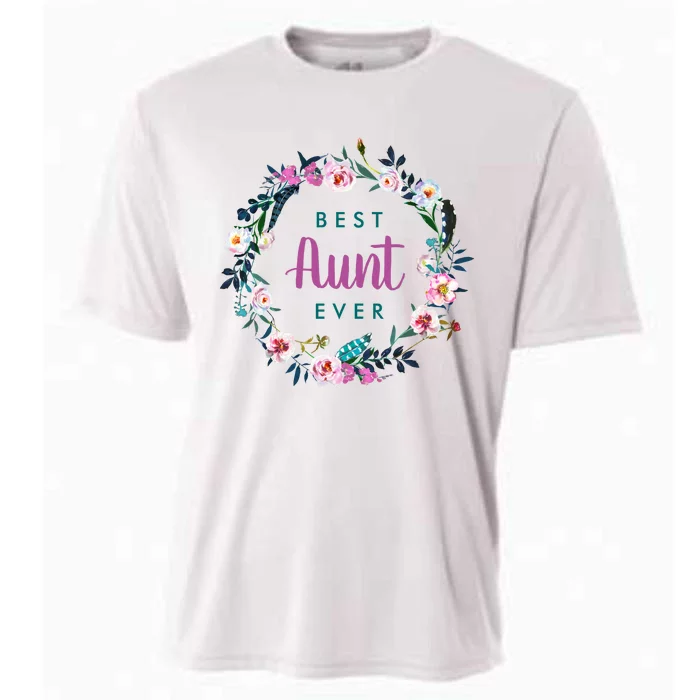 Boho Floral Wreath Best Aunt Ever Cooling Performance Crew T-Shirt