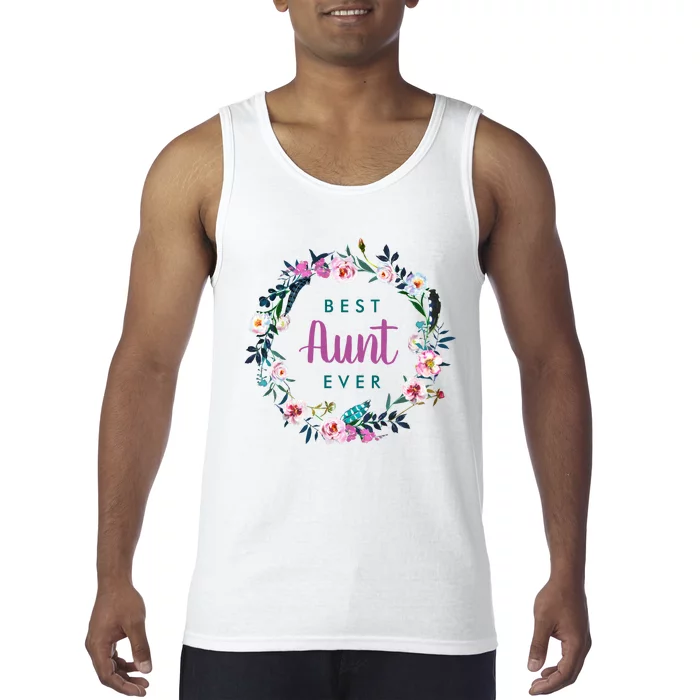 Boho Floral Wreath Best Aunt Ever Tank Top