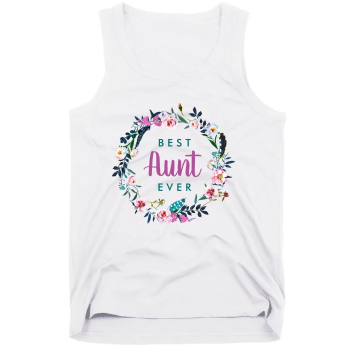 Boho Floral Wreath Best Aunt Ever Tank Top