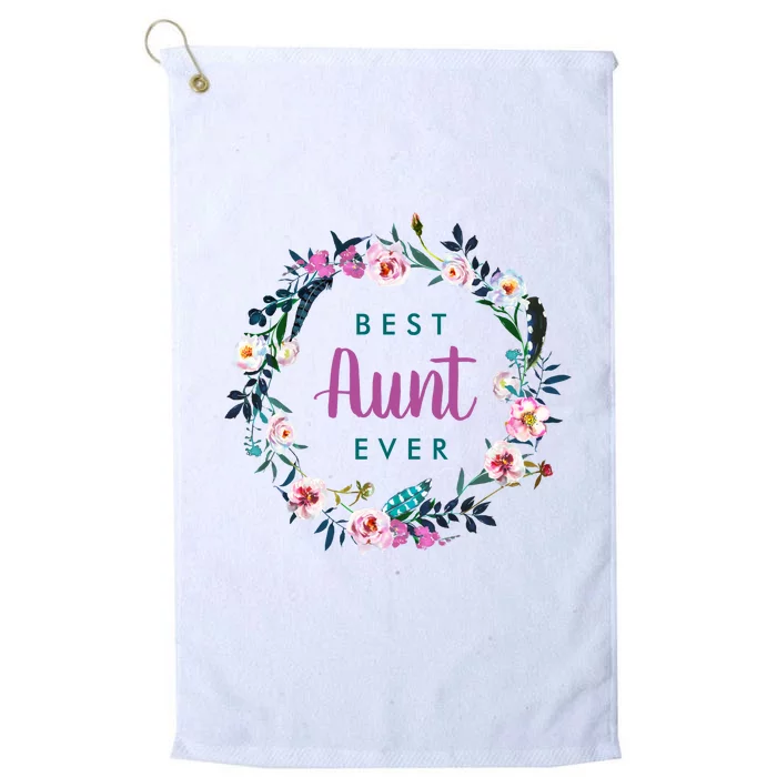 Boho Floral Wreath Best Aunt Ever Platinum Collection Golf Towel