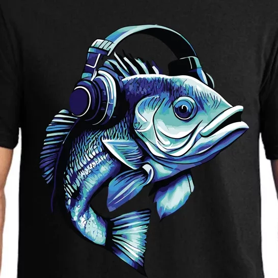 Bass Fish Wearing Headphones Pajama Set